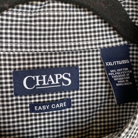 Chaps Navy Gingham Checked Long Sleeve Button Down Shirt Size XXL - Picture 2 of 5